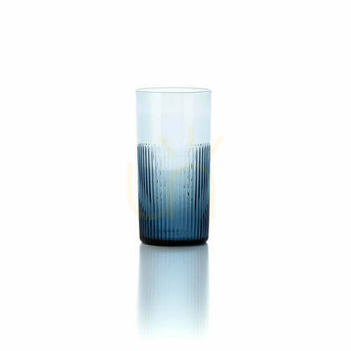 Check Blue Rippled High Tumbler 15.3 cm