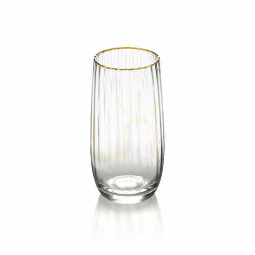 Check Gold Rim Highball Glass Natural Gold 15 cm