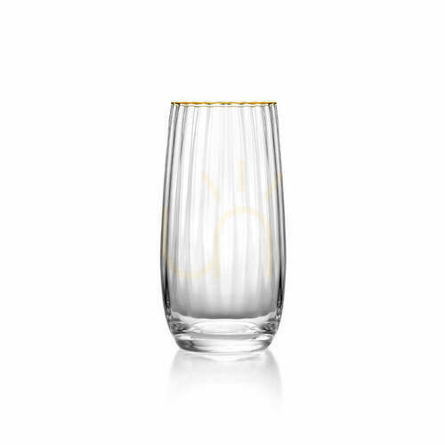 Check Gold Rim Highball Glass Natural Gold 15 cm