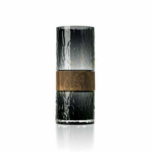 Check Dark Grey Wooden Vase Large 29.5 cm