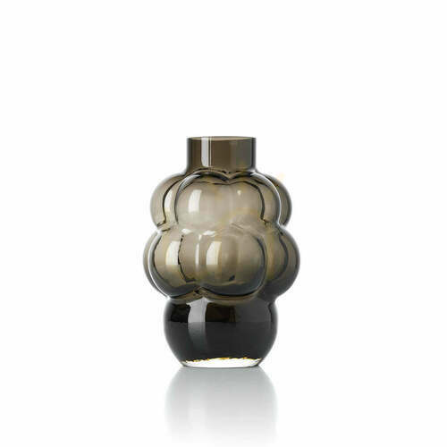 Check Glass Vase Dark Grey Medium Glass Collection