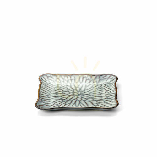 Check Square Plate Lotus Ice Grey Brown M