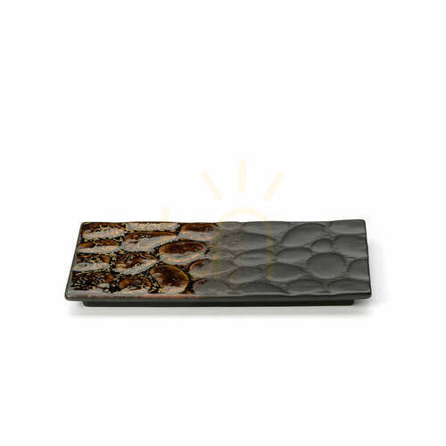Check Rectangular Plate Brown 25.9 cm x 14.5 cm