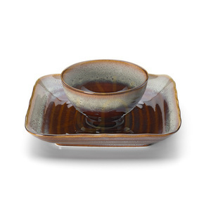 BAZAR BIZAR The Smoked Horizon Square Plate Brown Grey 21 cm M small 3