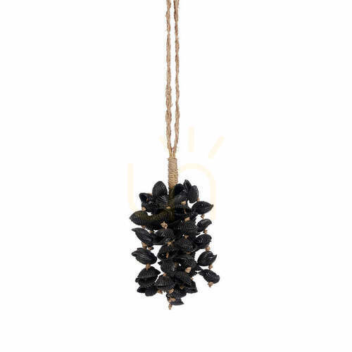 Check Black Handmade Shell Tassel Accessory 35 cm
