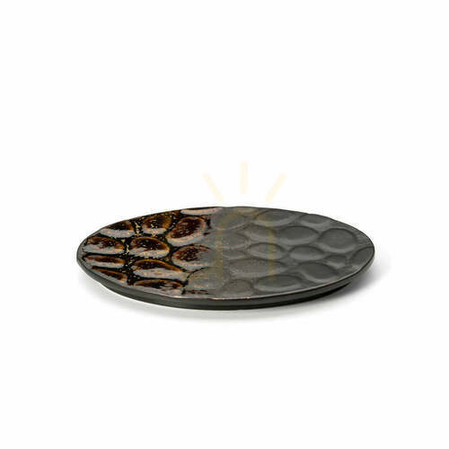 Check Oval Plate Brown 25.9 cm