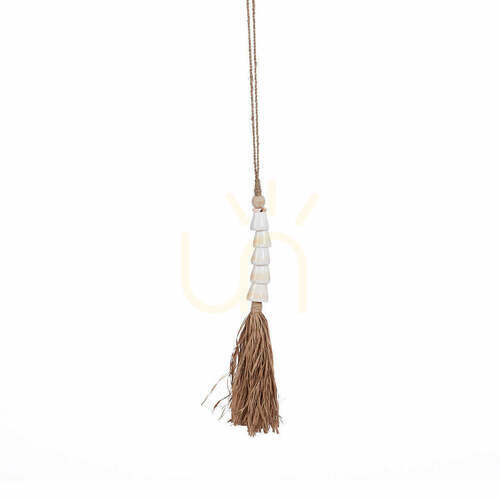 Check Cone Shell Tassel Natural White Handcrafted Accessory 75 cm