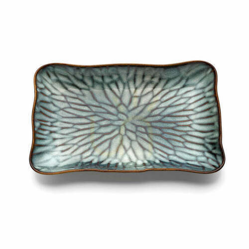 Check Rectangular Plate Lotus Ice Grey Brown L