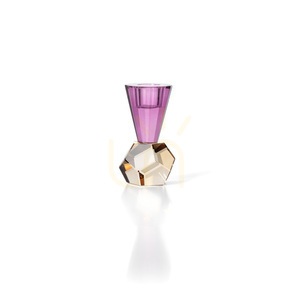 Bazar Bizar Amethyst Flame Recycled Glass Candle Holder, 10.5 cm, Amber Purple small 3