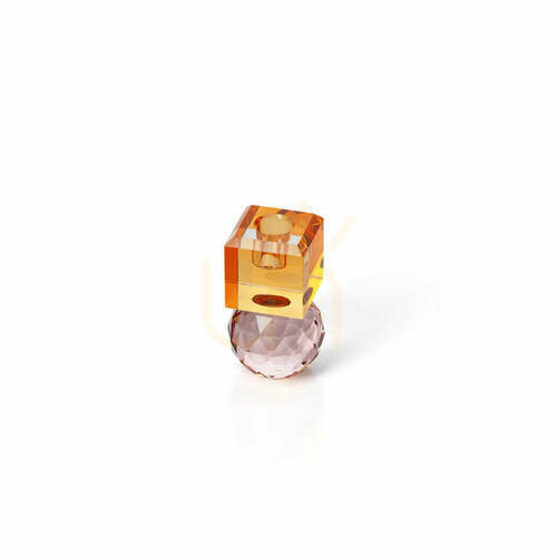 Check Citrine and Rose Quartz Candle Holder Handmade Interior Decoration 10.3 cm