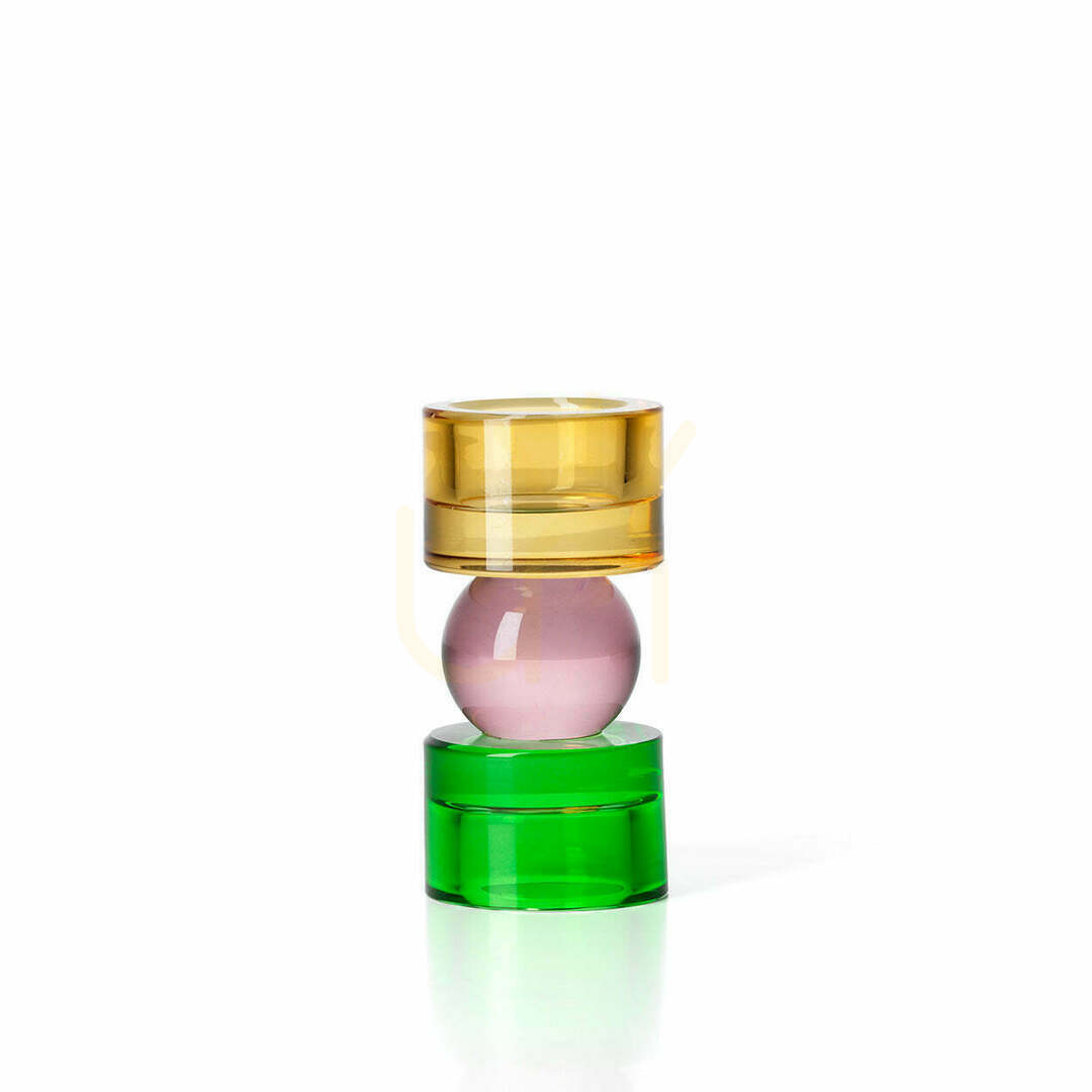 Solar Jewel Candle Holder Low, Handmade Interior Decoration 12.3 cm