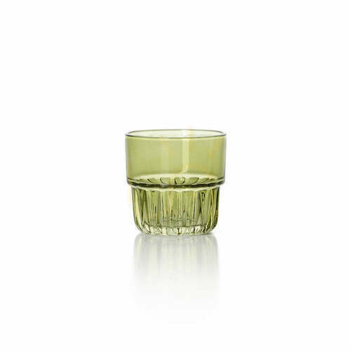 Check Green Faceted Tumbler Glass 8 cm