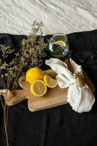 Check Linen Napkin White 45 x 45 cm