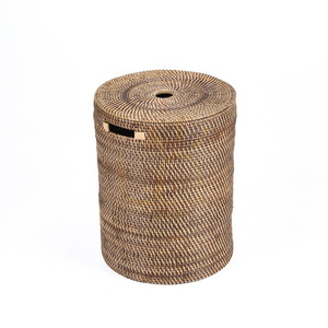 The Laundrilla Rattan Laundry Basket with Lid, Ø40 x 52 cm, Natural Brown small 5