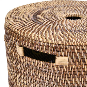 The Laundrilla Rattan Laundry Basket with Lid, Ø40 x 52 cm, Natural Brown small 6