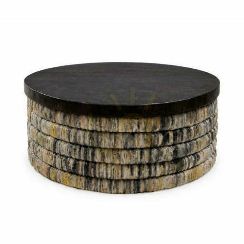 Check Round Grey Wash Coffee Table 80x80x38 cm
