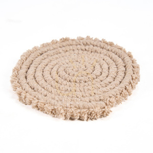 Cotton Coaster Beige 12 cm small 2