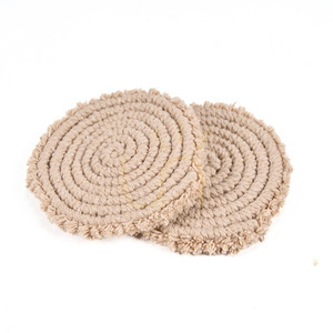 Cotton Coaster Beige 12 cm small 3