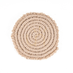 Cotton Coaster Beige 12 cm small 5
