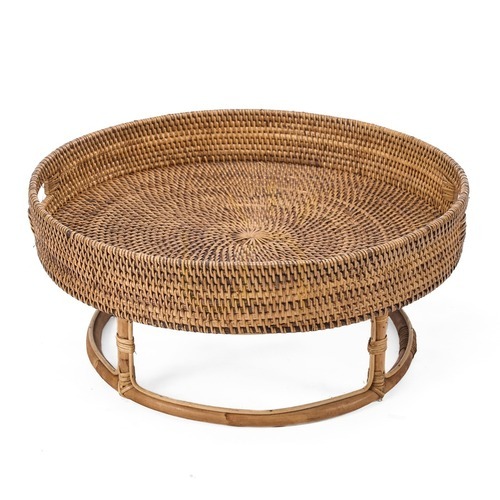 Check Rattan Tray Natural Brown 50x50x22 cm