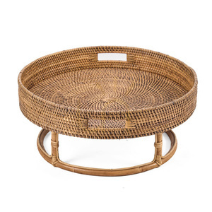 Rattan Tray Natural Brown 50x50x22 cm small 8