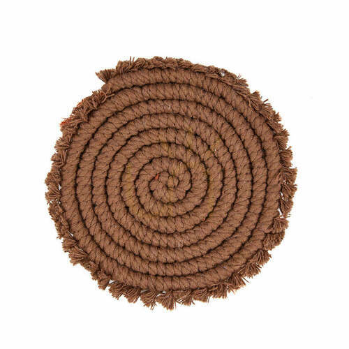 Check Cotton Coaster Dark Walnut