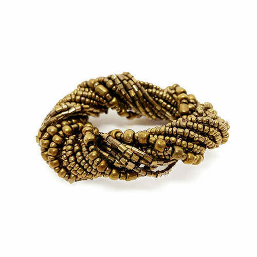 Check Gold Beaded Napkin Ring