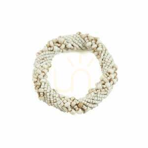 Bazar Bizar The Beaded Napkin Ring – White Beaded Napkin Ring, 6 cm small 1