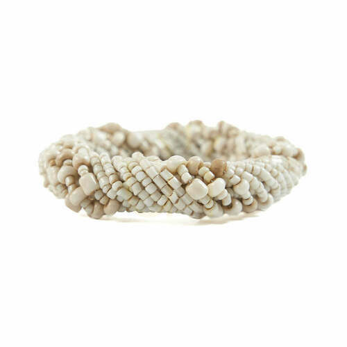 Check White Beaded Napkin Ring