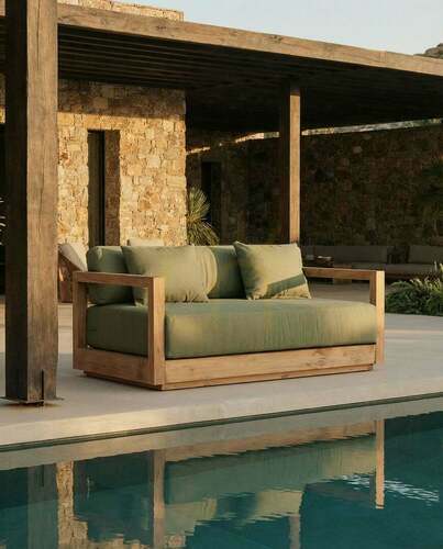 Check Outdoor 2 Seater Sofa Green Alga 142x85x60 cm