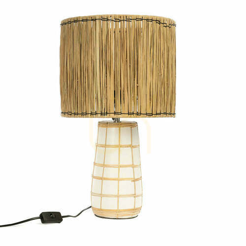 Check Molokai Table Lamp White Natural Handmade 51 cm