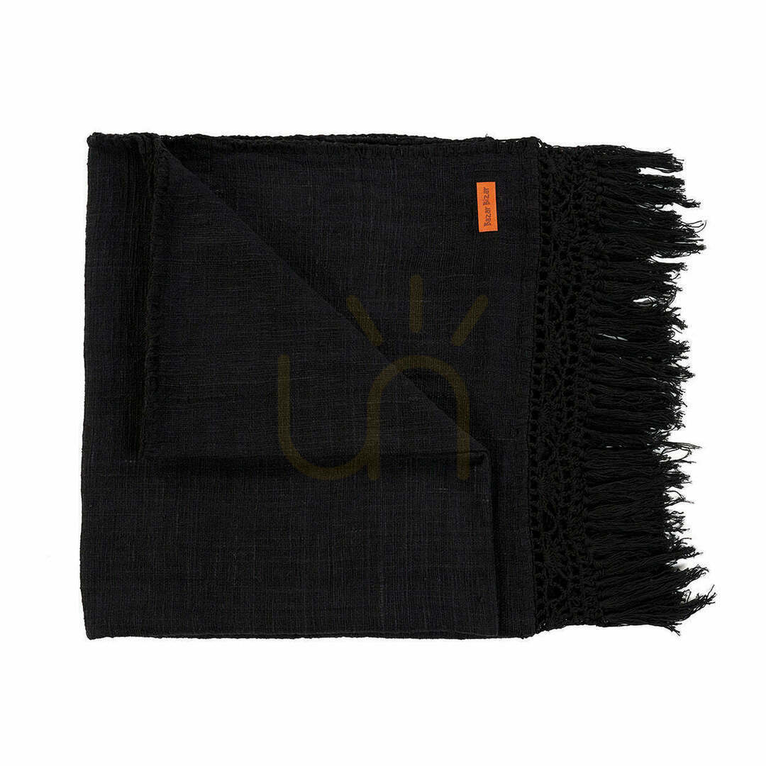 Handmade Black Bed Throw 260 x 122 cm