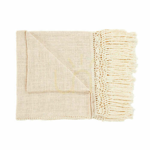 Check Handmade Natural Bed Throw 270 x 135 cm