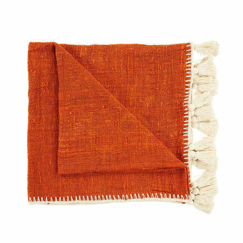 Check Handmade Terracotta Bed Throw 246 x 126 cm