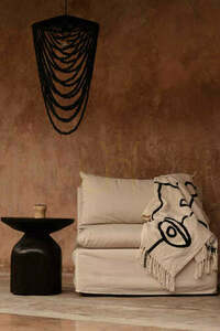 Bazar Bizar Evil Eye Cotton Bed Throw Natural/Black 128 × 240 cm small 1