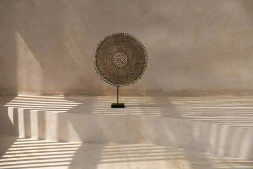 Check Decorative Shell Guadeloupe on Stand Natural White Stand Decoration 55 cm