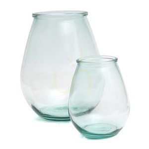 Glass Vase Blue 23 cm Qiezi Glass Collection M small 3