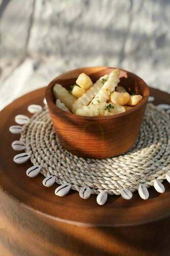 Check Teak Root Popcorn Snack Bowl 12x12x6 cm