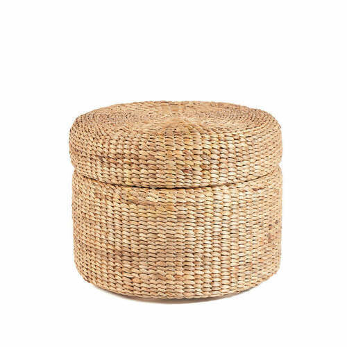 Check Round Storage Ottoman Natural 60 x 60 x 45 cm