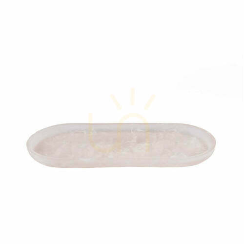 Check Oval Resin Plate BAZAR BIZAR Pink White 44 cm
