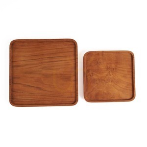 Teak Square Plate Natural Small small 6