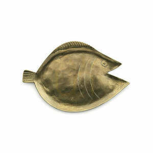 Bazar Bizar Dori L fish-shaped brass tray, gold, 18×12 cm small 0