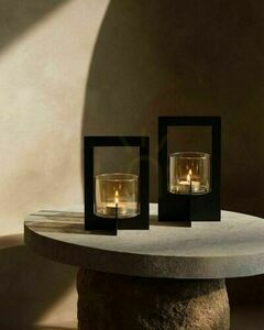 Hurricane Framed Candle Holder Black Large small 1