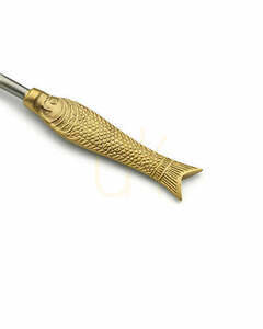 Bazar Bizar Fish Shaped S appetizer fork 18 cm with brass fish handle small 1