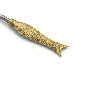 Bazar Bizar Fish Shaped S appetizer fork 18 cm with brass fish handle small 4