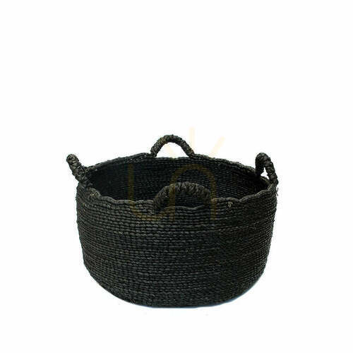 Check Wicker Basket Les Quatre Mains Black Small