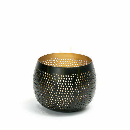 Check Handmade Pierced Ball Black Gold Decorative Ornament S