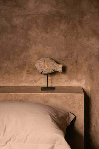 Check Fish Stone Figure on Stand, Stand Decoration S 23 cm