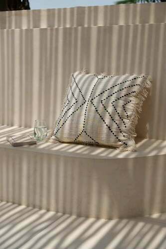 Check Tribal Cushion Cover Natural Black 50x50 cm