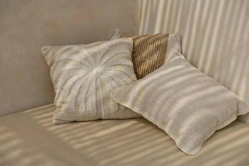 Check Cushion Cover Isla Palm Natural White 50x50 cm
